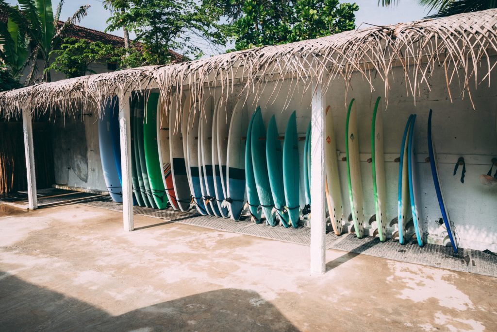 row of surfboards, Sri Lanka
